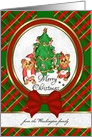 Customizable Cute Santa & Elf Yorkie Art Merry Christmas Card