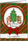 For Niece - Cute Santa & Elf Yorkie Art Merry Christmas card
