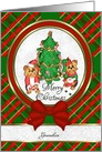 For Grandson- Cute Santa Yorkie Art Merry Christmas card