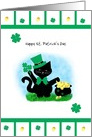 Cute Black Cat Happy St Patrick’s Day Card