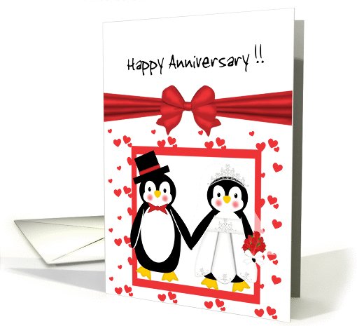 Cute Penguin Couple Happy Anniversary card (1020773)
