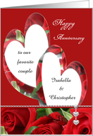 Customizable Heart Shaped Red Roses Happy Anniversary Card for Couple card