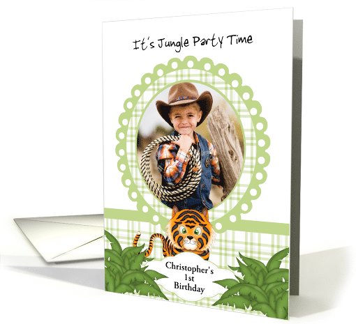 Party in the Jungle Tiger 1st Birthday Photo Invitation card (1047665)