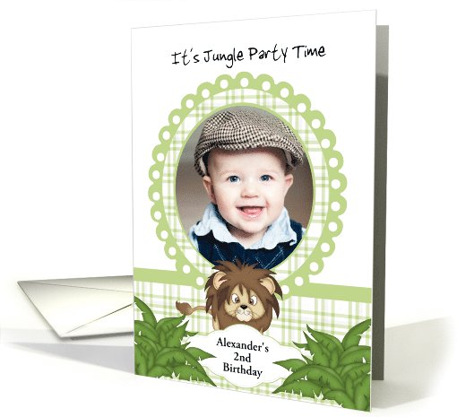 Party in the Jungle Lion 2nd Birthday Photo Invitation card (1047819)