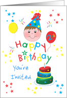 For Boys - Colorful Stars Happy 2nd Birthday Invitation Card