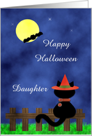 For Daughter - Cute Black Cat Happy Halloween Card