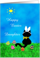 Customizable For Daughter - Cute Black Cat Happy Easter Card