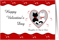 Daughter & Son in Law Cute Cat Couple Red Hearts Valentine’s Day Card