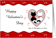 Son & Daughter in Law Cute Cat Couple Red Hearts Valentine’s Day Card