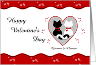 For Grandparents Cute Cat Couple Red Hearts Happy Valentine’s Day Card