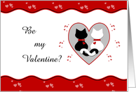 Be My Valentine Cute Cat Couple Red Hearts Happy Valentine’s Day Card