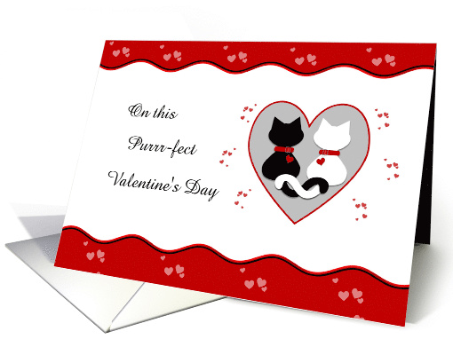 Cute Cat Couple Red Hearts Valentine's Day Proposal card (1182374)