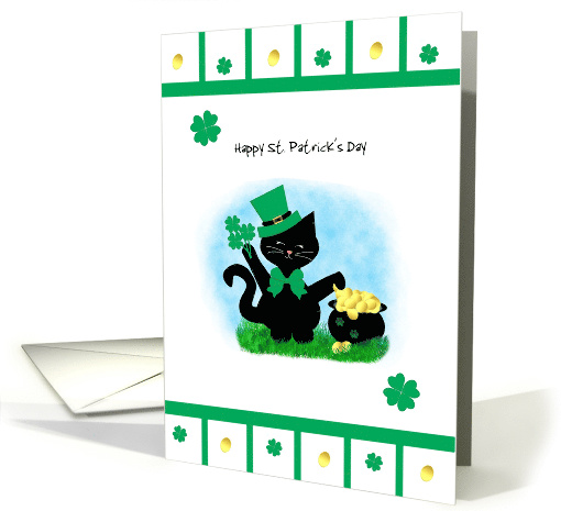 Cute Black Cat Happy St Patrick's Day card (1425728)