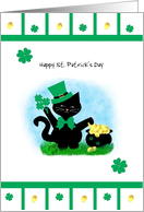 Cute Black Cat Happy St Patrick’s Day Card