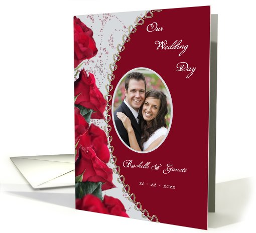 Red Rose Wedding Photo Invitation card (934848)