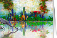 blue heron in my mexican garden card