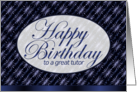 Tutor Birthday-Dark Blue and Lilac Art Nouveau card