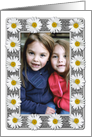 Mother’s Day Photo Card- White and Yellow Daisies on Grayscale Burlap card