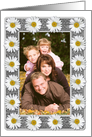 Blank Note Photo Card- White and Yellow Daisies on Grayscale Burlap card