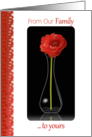 Thinking of You, From Our Family to Yours, Orange Flower in Vase card