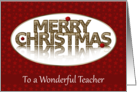Merry Christmas, Teacher, Red and Gold card