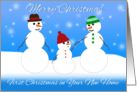 Merry Christmas, First Christmas in Your New Home, Snowman Family card