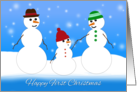 Merry Christmas, Baby’s First Christmas, Snowman Family card