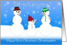 Merry Christmas, First Christmas, Granddaughter,Snowman Family card