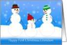 Merry Christmas, First Christmas, Grandson,Snowman Family card
