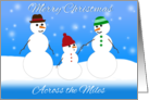 Merry Christmas, Across the Miles, Snowman Family card