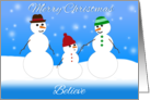 Merry Christmas, Believe, Snowman Family card