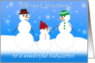 Merry Christmas, Babysitter, Snowman Family card