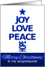 Merry Christmas,To Acupressurist,Blue and White Contemporary Tree card