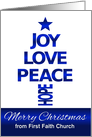 Merry Christmas,Customize, Blue and White Contemporary Tree card