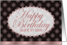 Happy Birthday, Aunt in Law, Brown and Pink Floral Art Nouveau card