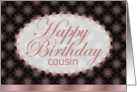 Happy Birthday, Cousin, Brown and Pink Floral Art Nouveau card