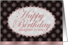 Happy Birthday, Daughter in Law, Brown and Pink Floral Art Nouveau card