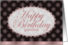 Happy Birthday,Grandmother, Brown and Pink Floral Art Nouveau card