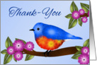 Thank You, Bluebird on Flowering Tree Branch card