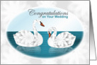 Congratulations,Wedding,Teal,Pair of Swans on Water card