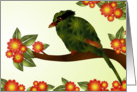 Green Magpie and Orange and Yellow Flowers, Thinking of You,Sister card