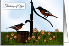 Thinking of You Religious Oriole Birds at Pump card