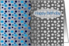 Blue and Gray Dots Birthday Card