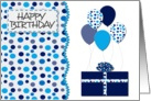 Blue Circles and Balloons Birthday Card