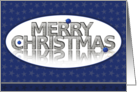 Blue and Silver Stars Merry Christmas card