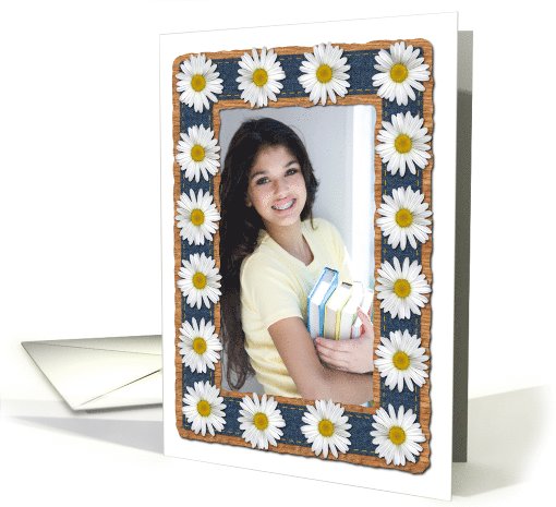 Daisies and Denim on Wood Photo Frame card (1011315)