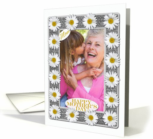 Mother's Day- For Mother, White and Yellow Daisy Frame card (1014045)