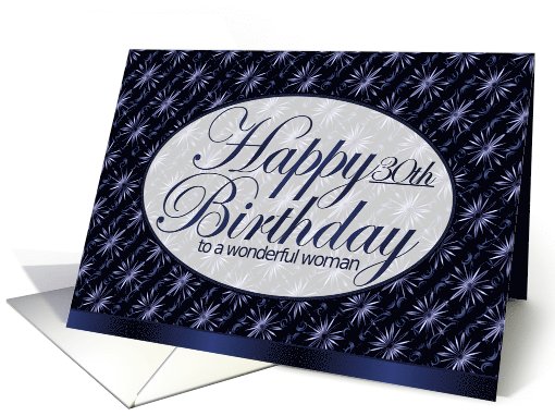 Woman 30th Birthday-Dark Blue and Lilac Art Nouveau card (1015633)