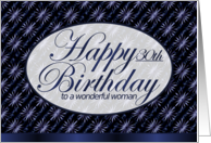 Woman 30th Birthday-Dark Blue and Lilac Art Nouveau card