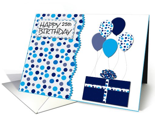 Birthday Customizable Age- Blue Dots, Gift and Balloons card (1019673)